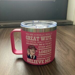 Pink Insulated Trump Travel Mug for Wife